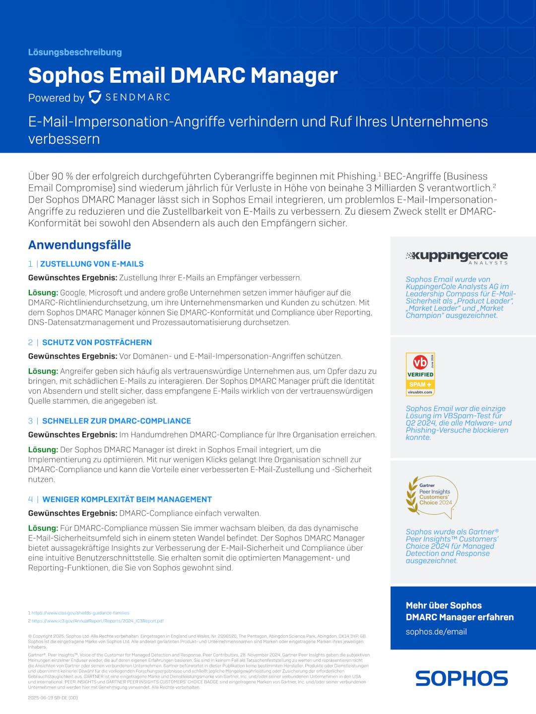 Sophos E-Mail DMARC Manager Lösungsbeschreibung