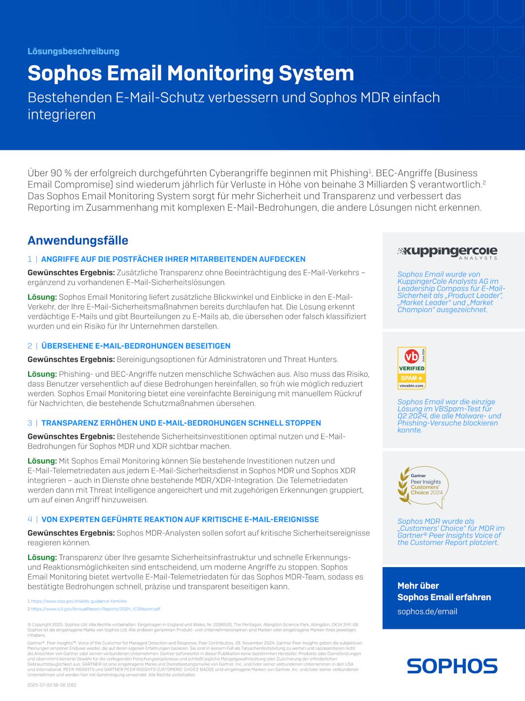 Sophos E-Mail Monitoring System Lösungsbeschreibung