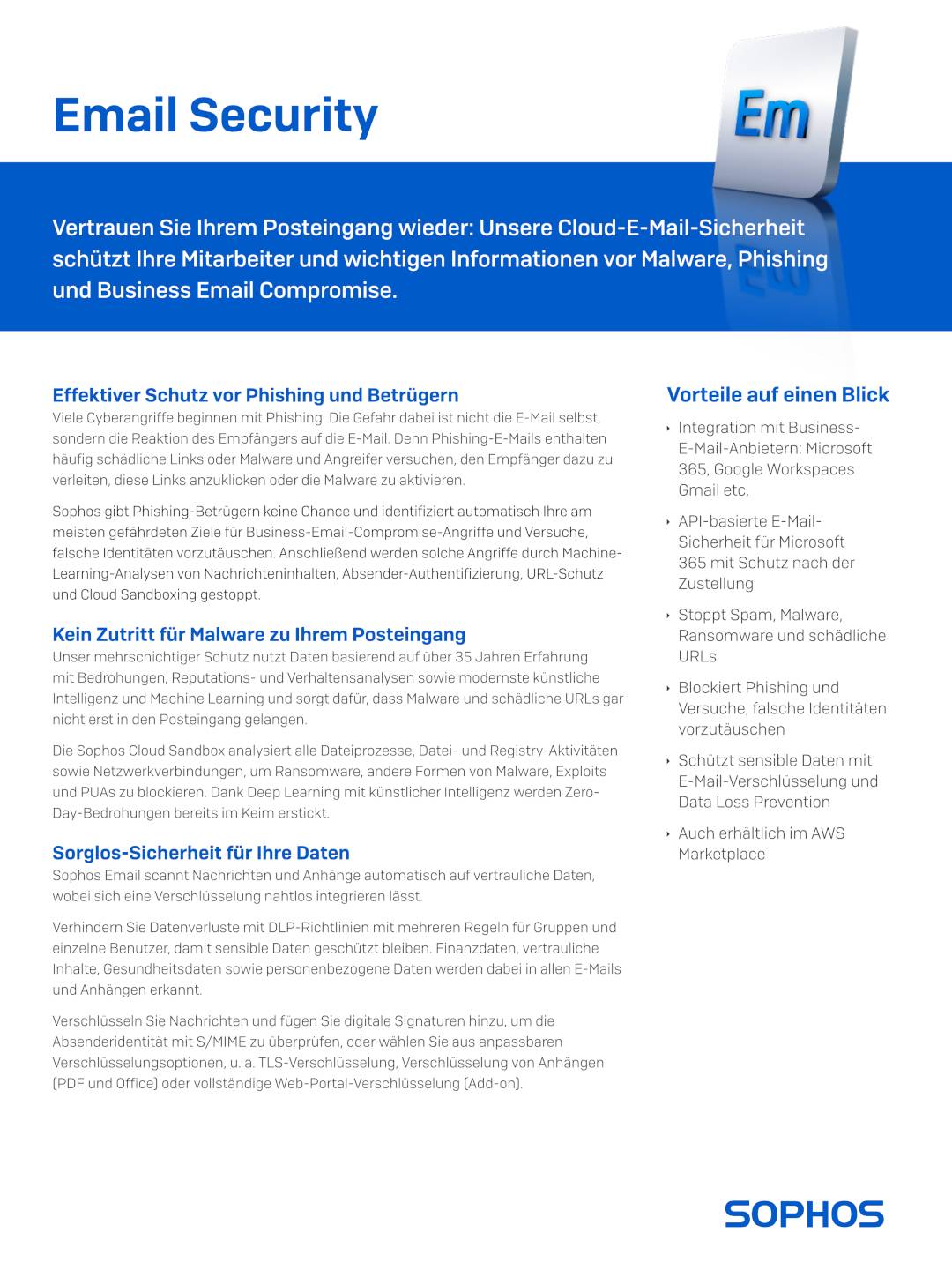 Sophos E-Mail Security Datenblatt