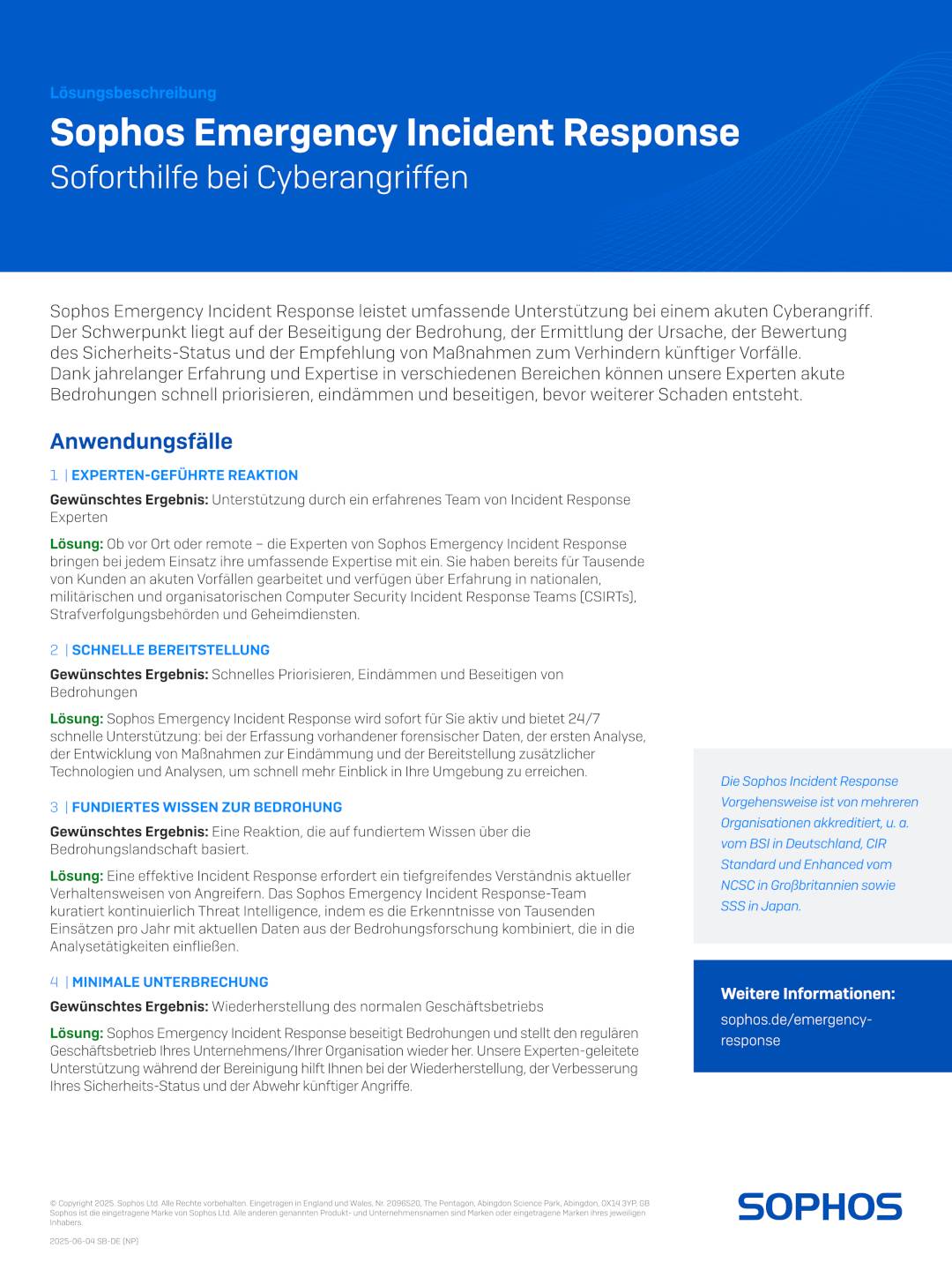 Sophos Emergency Incident Response Lösungsbeschreibung