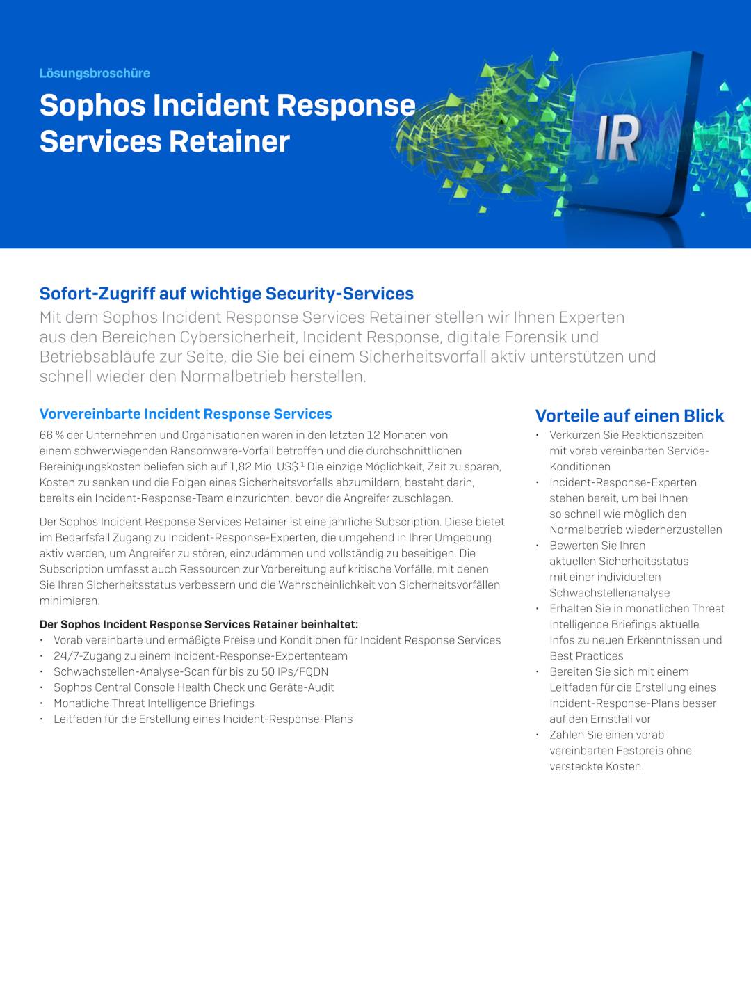 Sophos Incident Response Services Retainer Lösungsbeschreibung