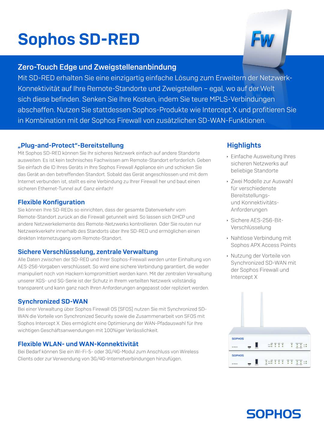 Sophos SD-RED Datenblatt