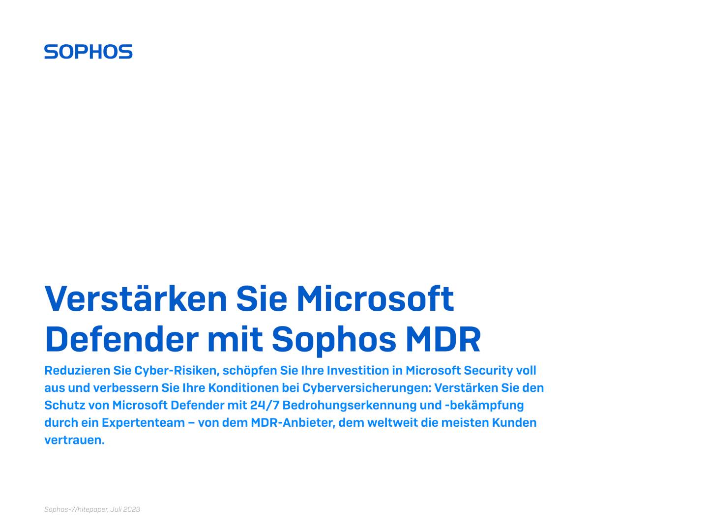 Verstärken Sie Microsoft Defender mit Sophos MDR White Paper