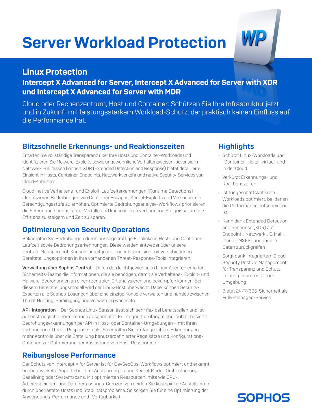 Sophos Server Workload Protection für Linux Datenblatt