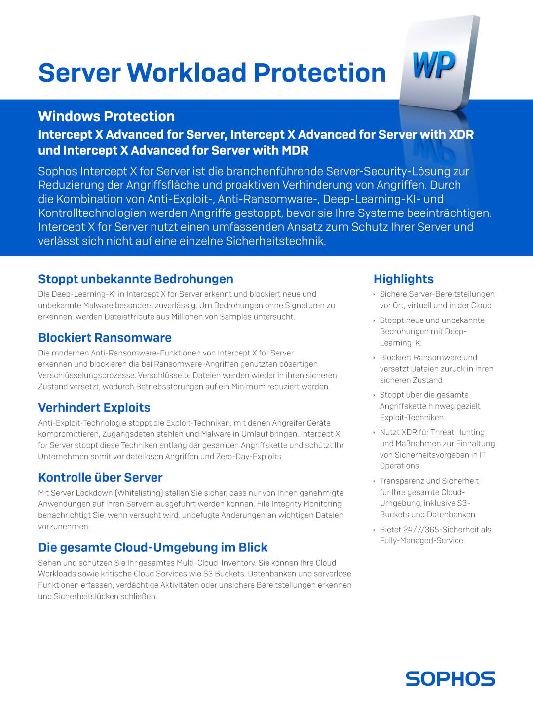 Sophos Server Workload Protection für Windows Datenblatt
