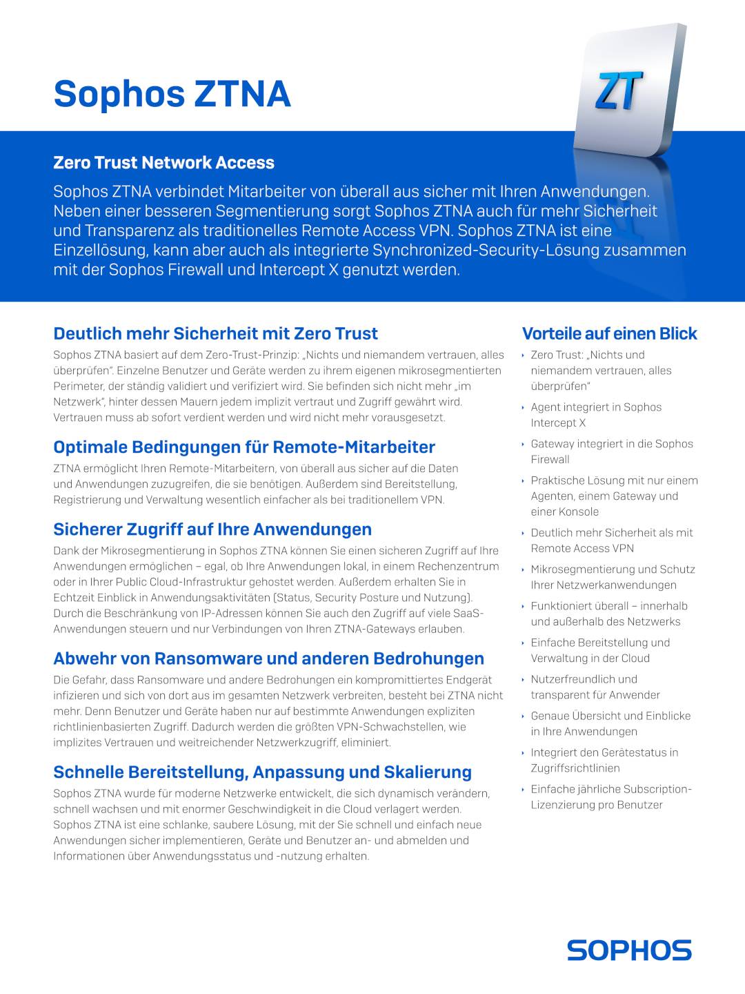 Sophos Zero Trust Network Access Datenblatt