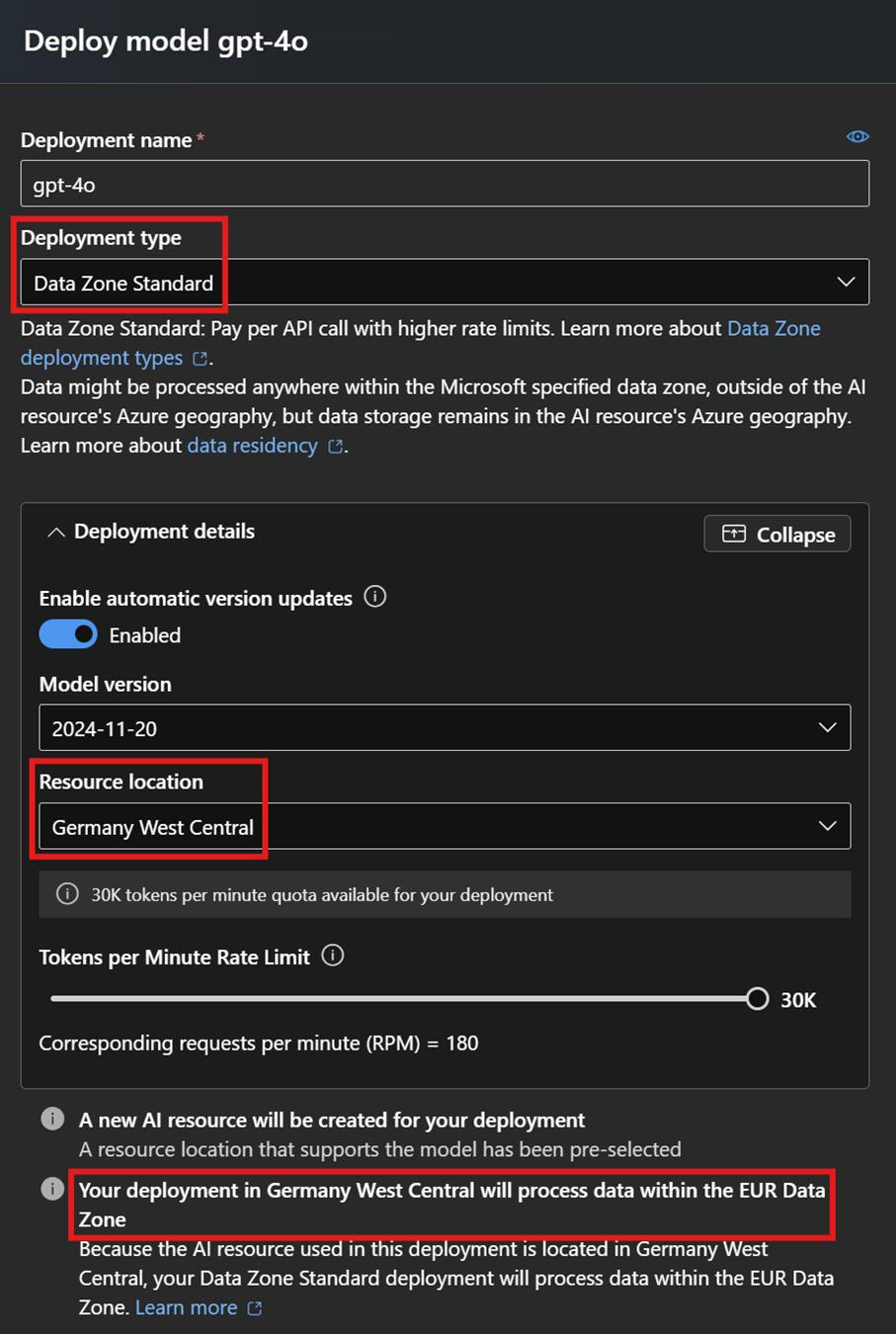 Azure - Deployment Typ - Data Zone Standard
