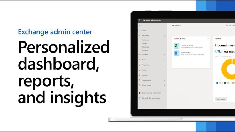 Personalisiertes Dashboard, Berichte und Einblicke im Exchange Admin Center